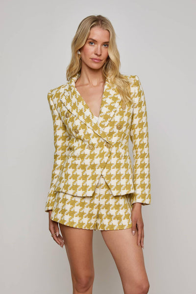 Marie Houndstooth Tweed Blazer Ceylon Yellow/Ivory-L'Agence-Tocca Finita