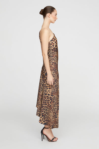 Mavis Satin Midi Dress Leopard-Halston-Tocca Finita