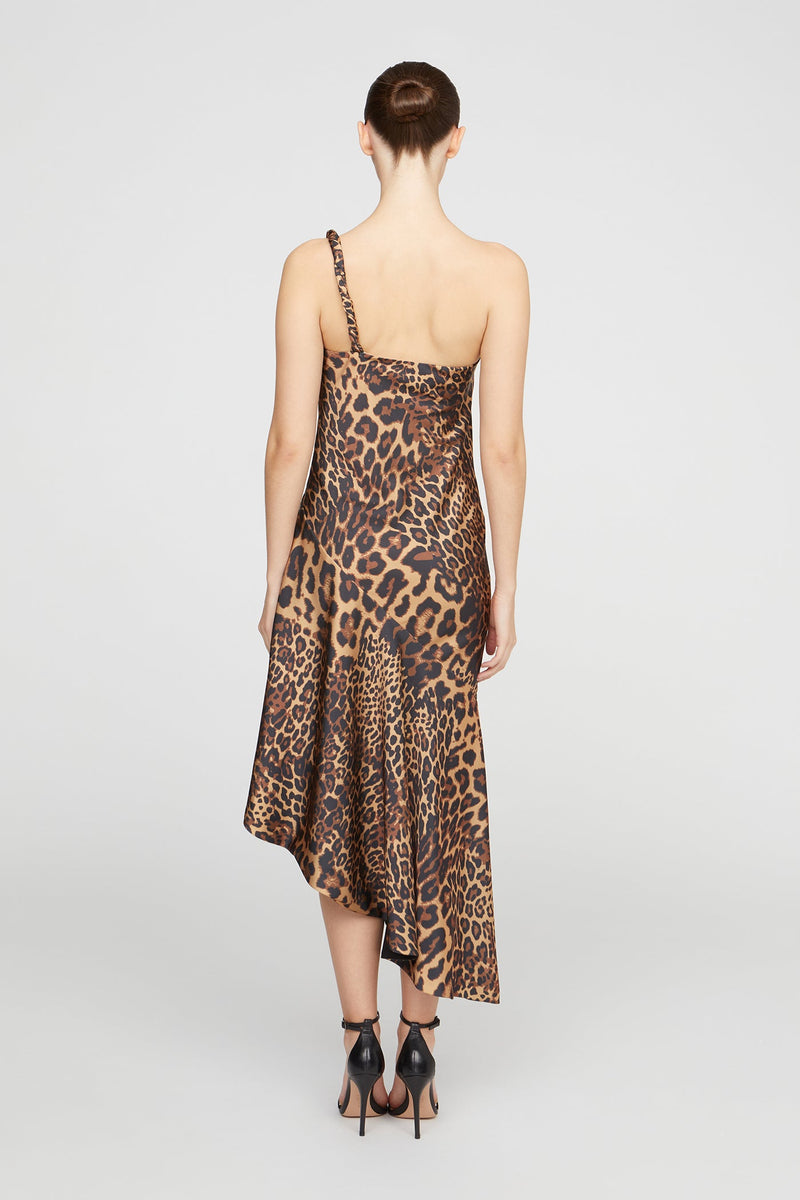 Mavis Satin Midi Dress Leopard-Halston-Tocca Finita
