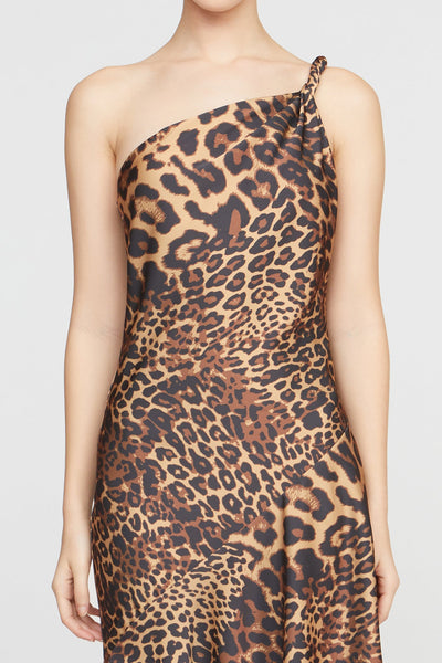 Mavis Satin Midi Dress Leopard-Halston-Tocca Finita
