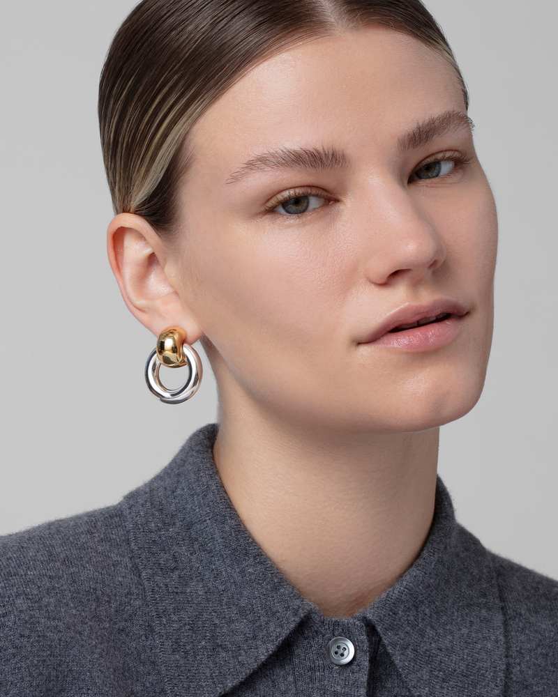 Mega Faye Knockers Earrings Two Tone-Jenny Bird-Tocca Finita