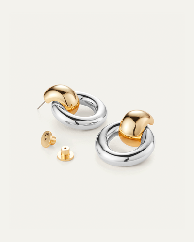 Mega Faye Knockers Earrings Two Tone-Jenny Bird-Tocca Finita