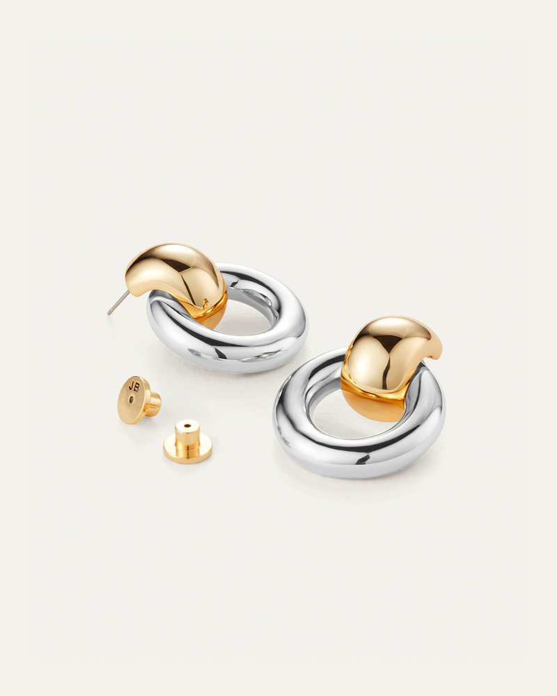 Mega Faye Knockers Earrings Two Tone-Jenny Bird-Tocca Finita