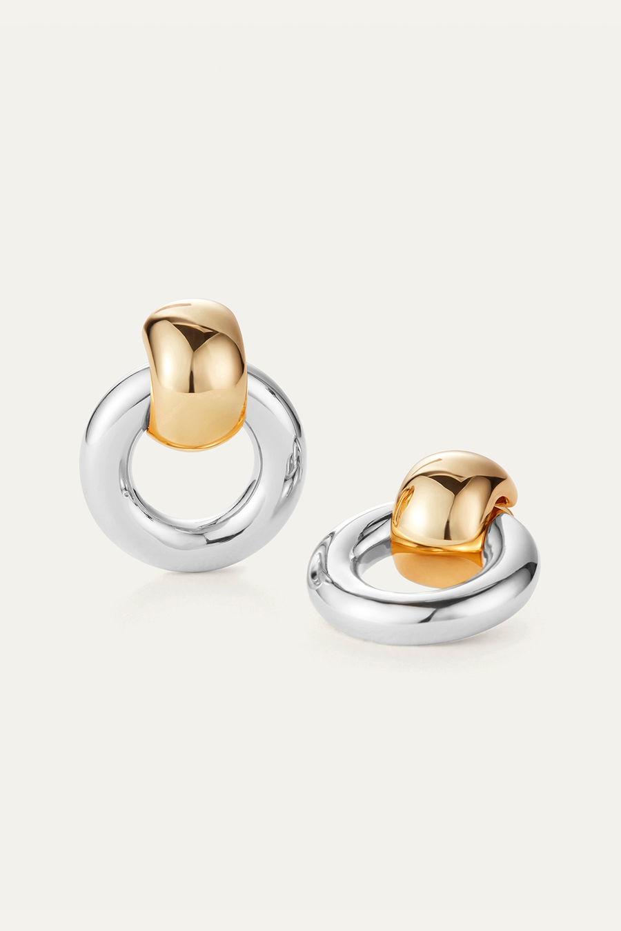 Mega Faye Knockers Earrings Two Tone-Jenny Bird-Tocca Finita