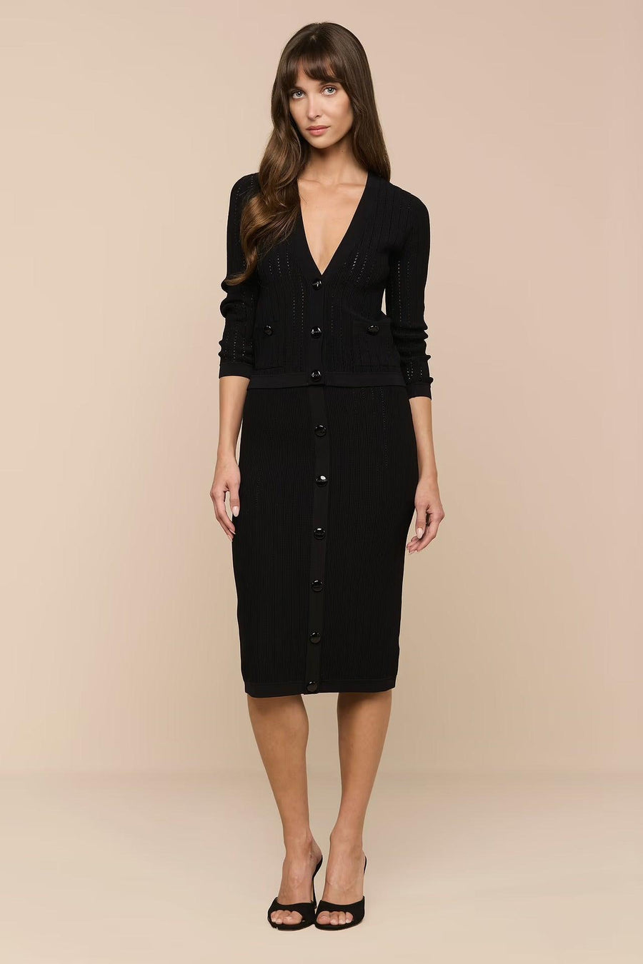 Melania Pointelle Knit Skirt Black-L&