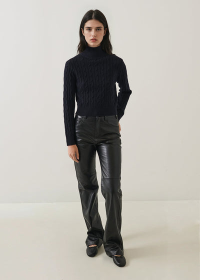 Merino Cable Mock Neck-Patrick Assaraf-Tocca Finita