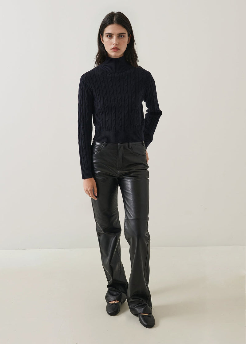 Merino Cable Mock Neck-Patrick Assaraf-Tocca Finita