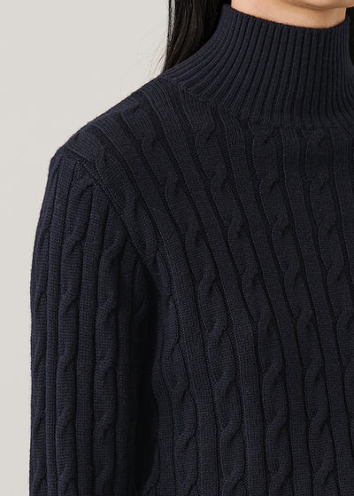 Merino Cable Mock Neck-Patrick Assaraf-Tocca Finita