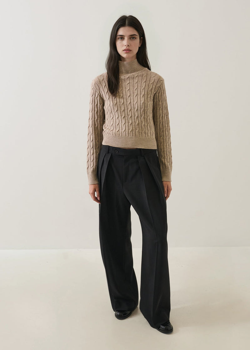 Merino Cable Mock Neck-Patrick Assaraf-Tocca Finita