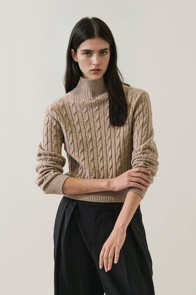 Merino Cable Mock Neck-Patrick Assaraf-Tocca Finita