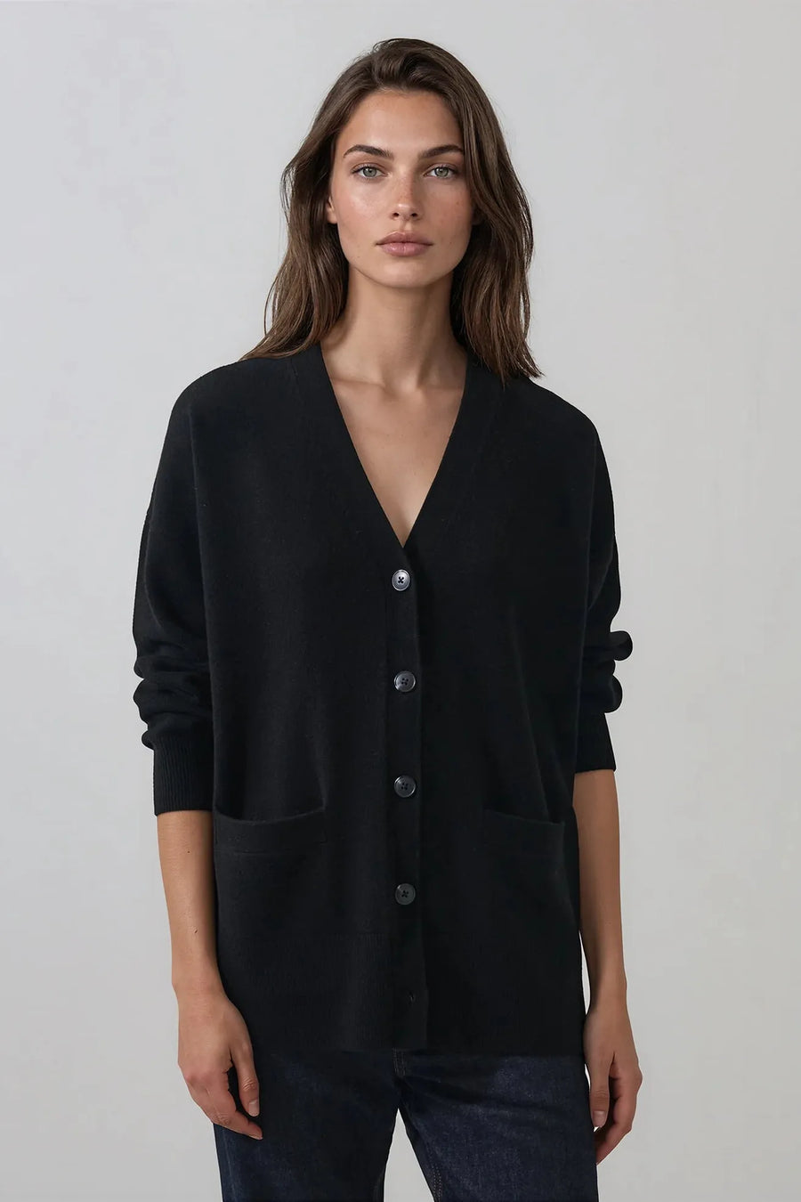 Merino Cashmere Oversized Cardigan Black-Patrick Assaraf-Tocca Finita