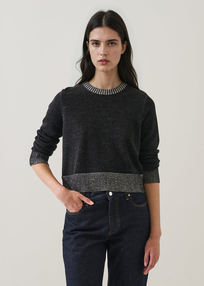 Merino Plaited Cropped Crewneck Black-Patrick Assaraf-Tocca Finita