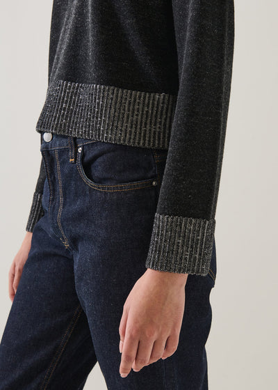 Merino Plaited Cropped Crewneck Black-Patrick Assaraf-Tocca Finita