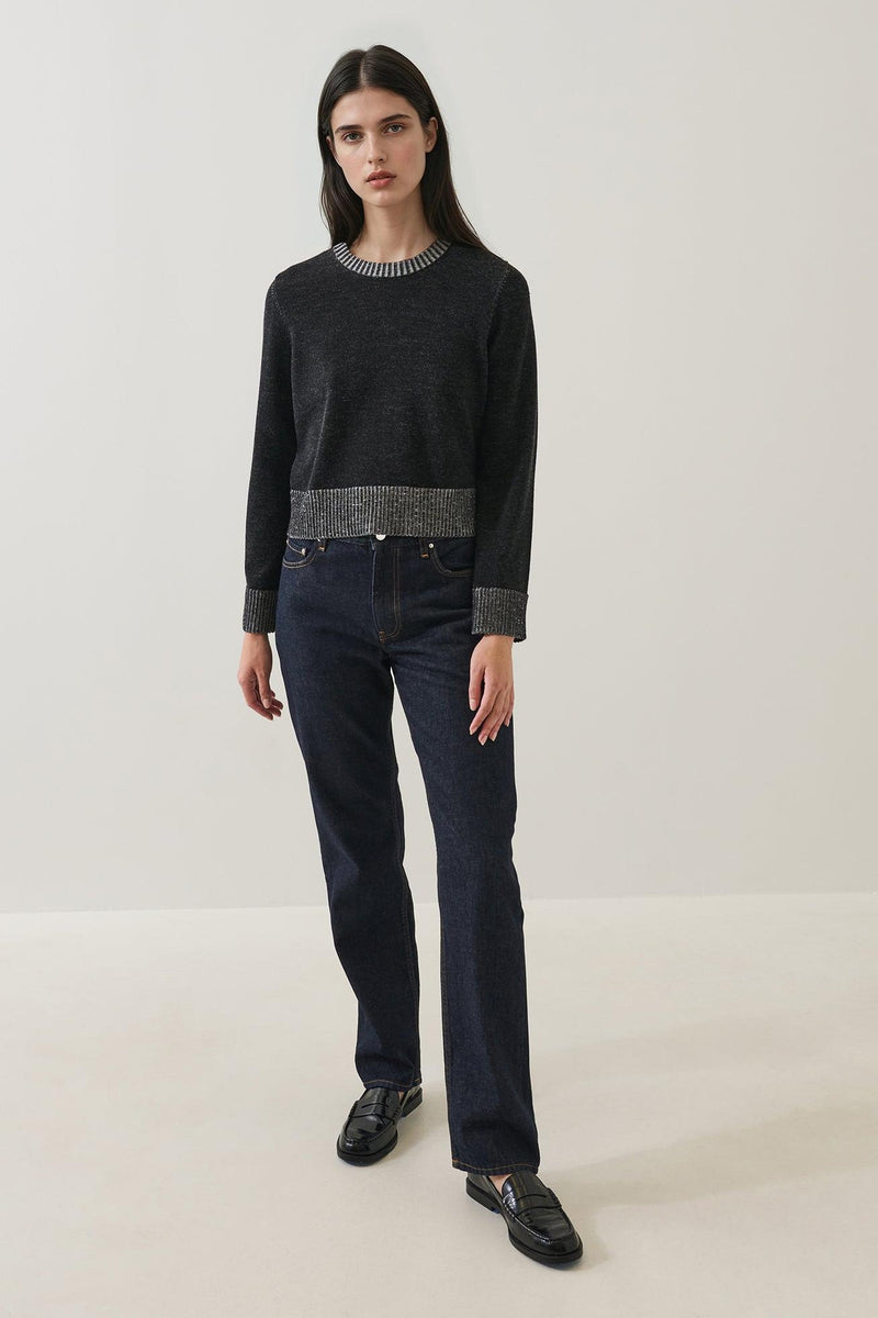 Merino Plaited Cropped Crewneck Black-Patrick Assaraf-Tocca Finita