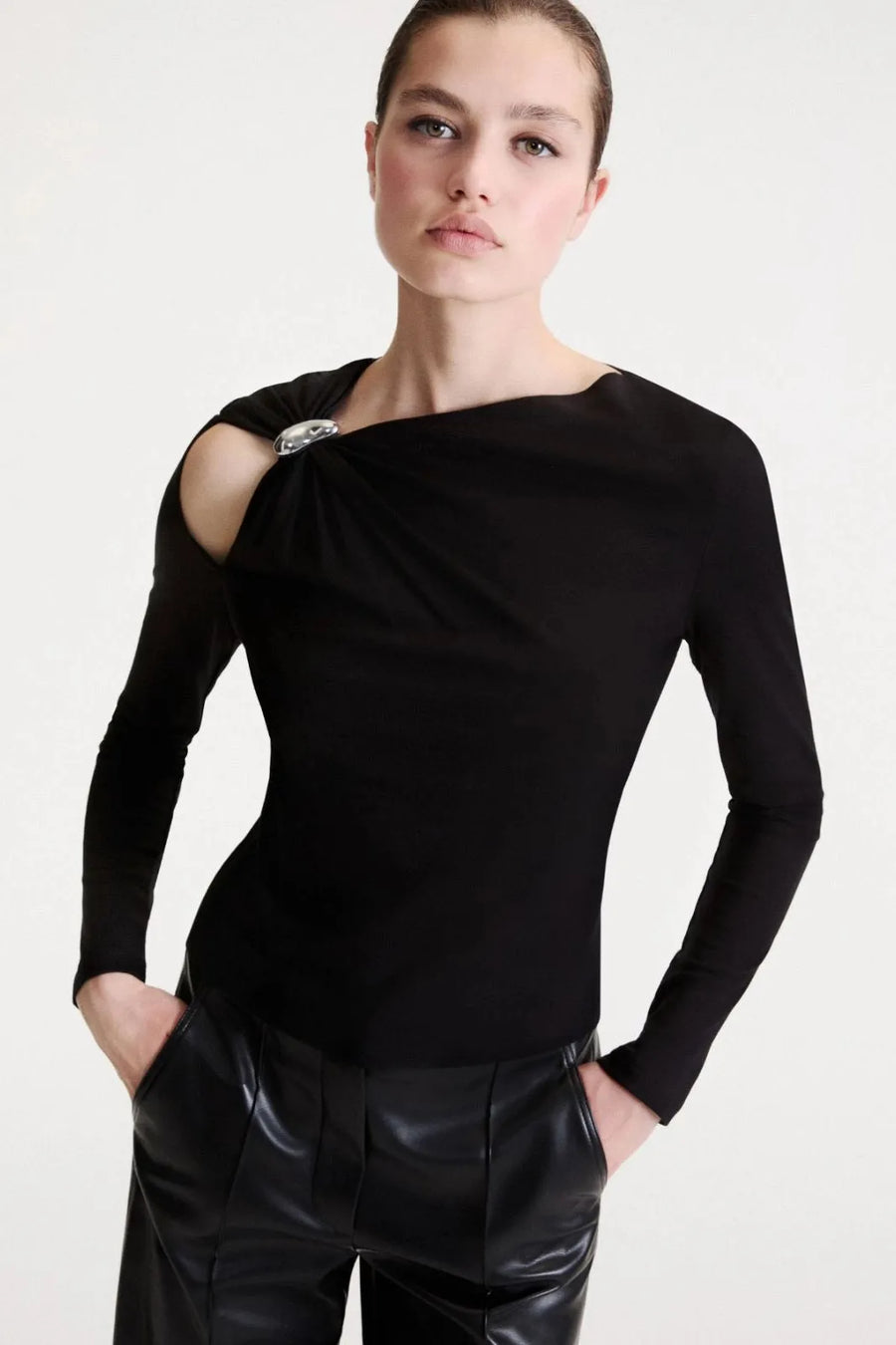 Metallic-Embellished T-Shirt Black-Marella-Tocca Finita