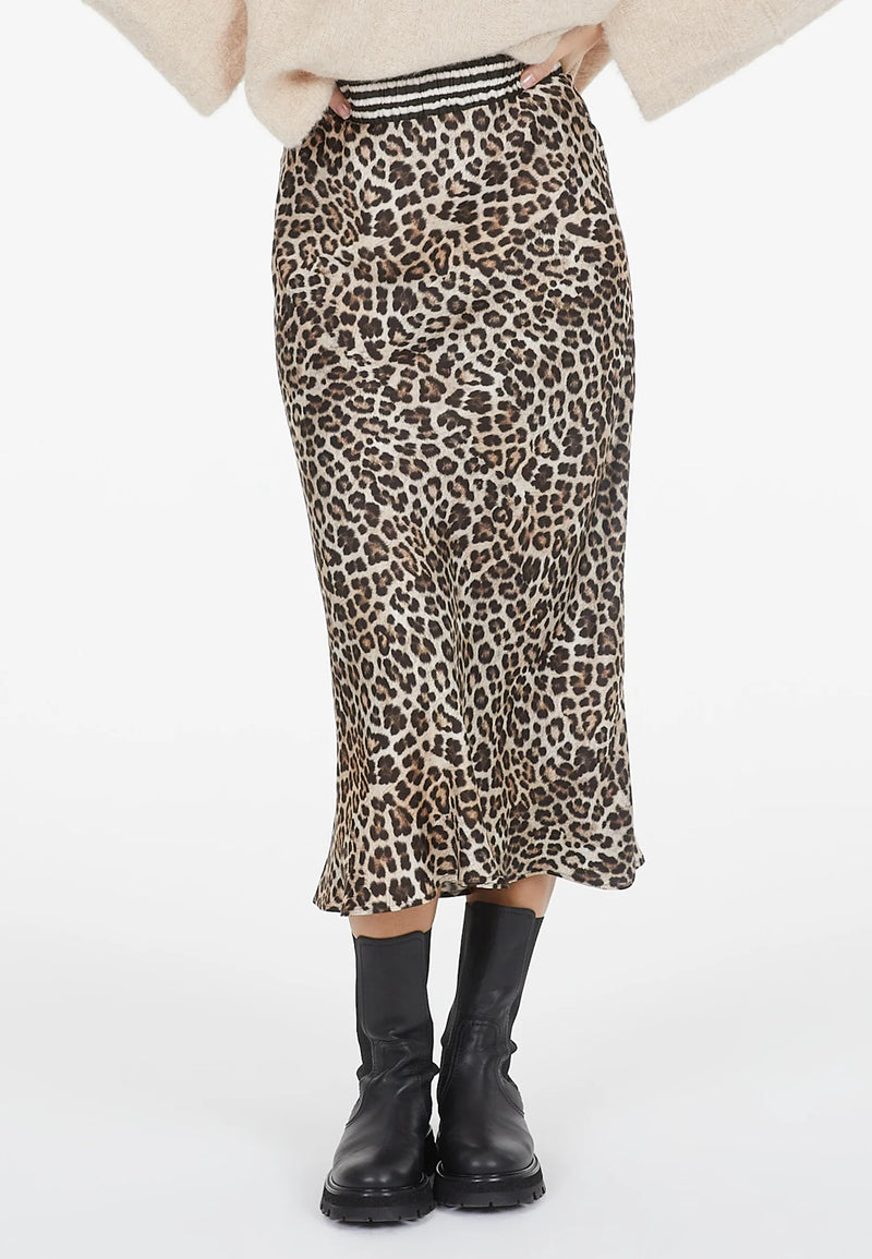 Midi Skirt With Leo Print And Stripes-Marc Aurel-Tocca Finita