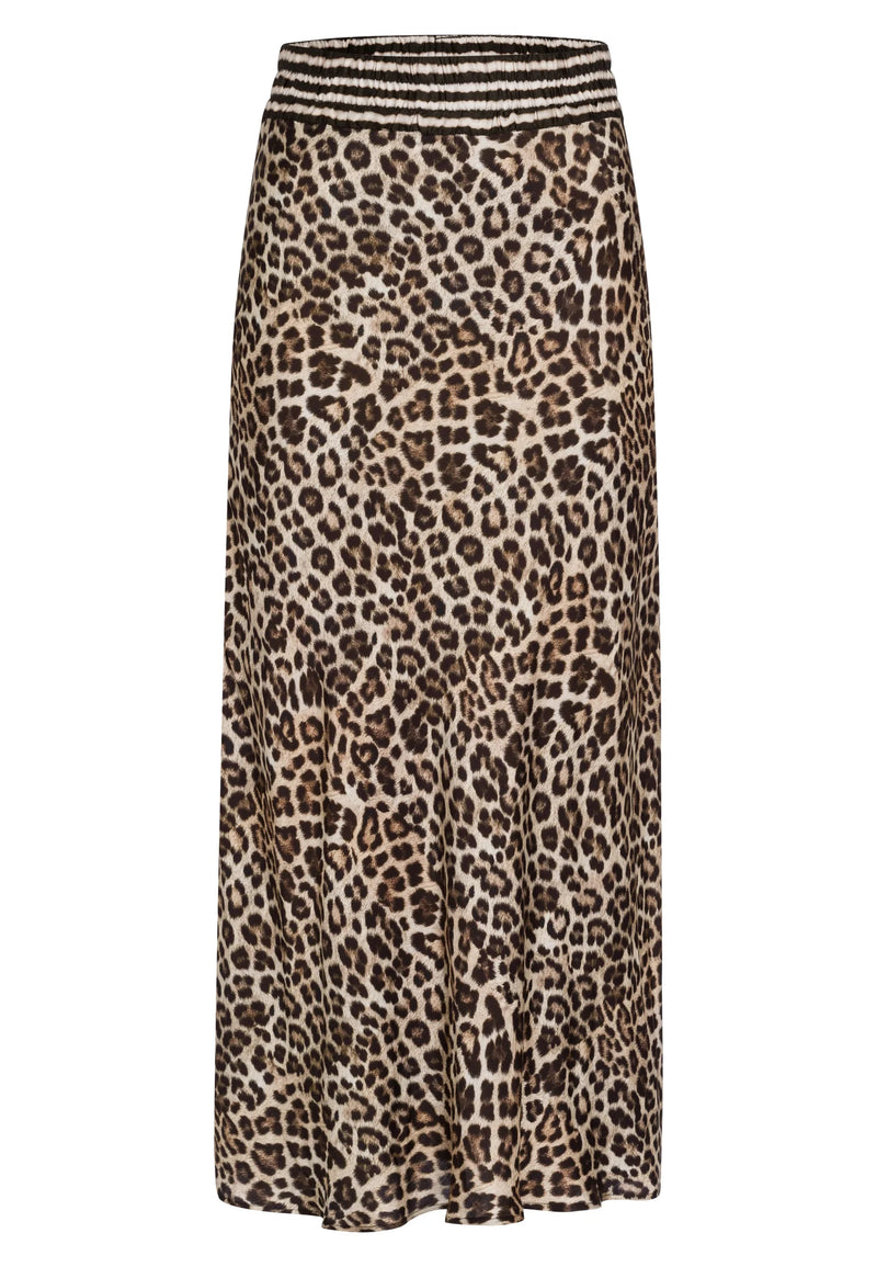 Midi Skirt With Leo Print And Stripes-Marc Aurel-Tocca Finita