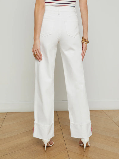 Miley Wide Leg Cuff Denim in Black/Scarlet Red-L'Agence-Tocca Finita