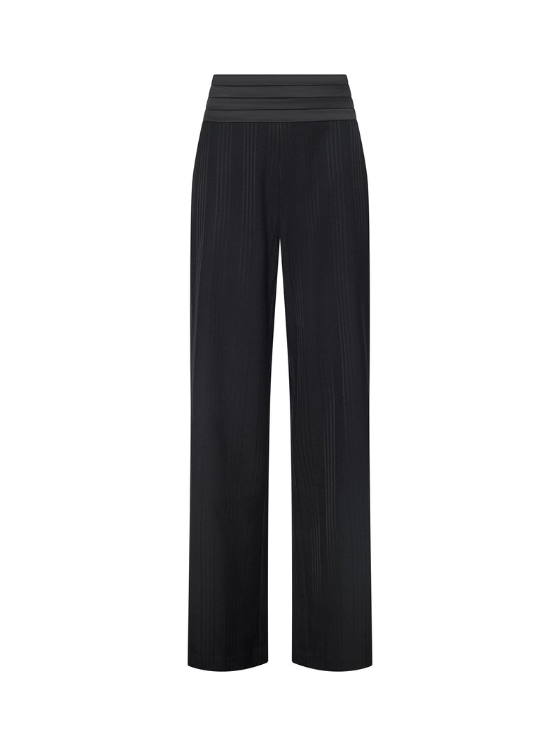 Minerva Cummerbund Trouser Black Shadow Stripe-L&