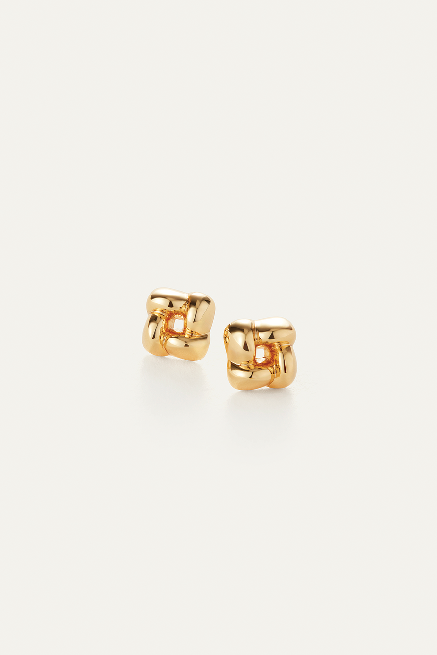 Mini Woven Square Earrings Gold-Jenny Bird-Tocca Finita