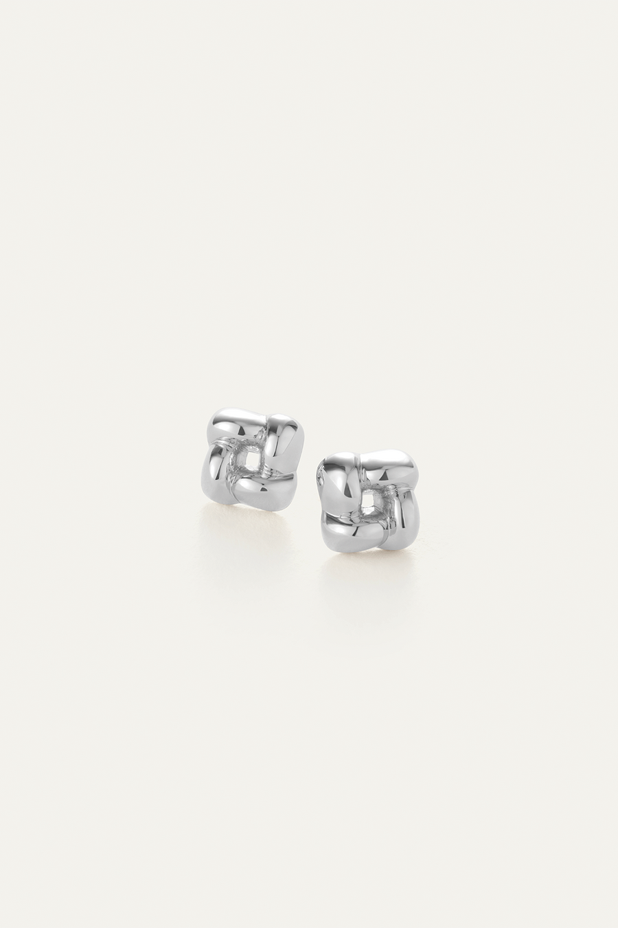 Mini Woven Square Earrings Silver-Jenny Bird-Tocca Finita