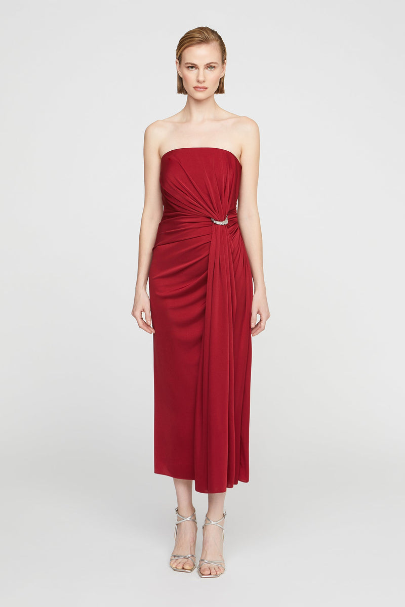 Nadia Jersey Midi Dress Ruby-Halston-Tocca Finita