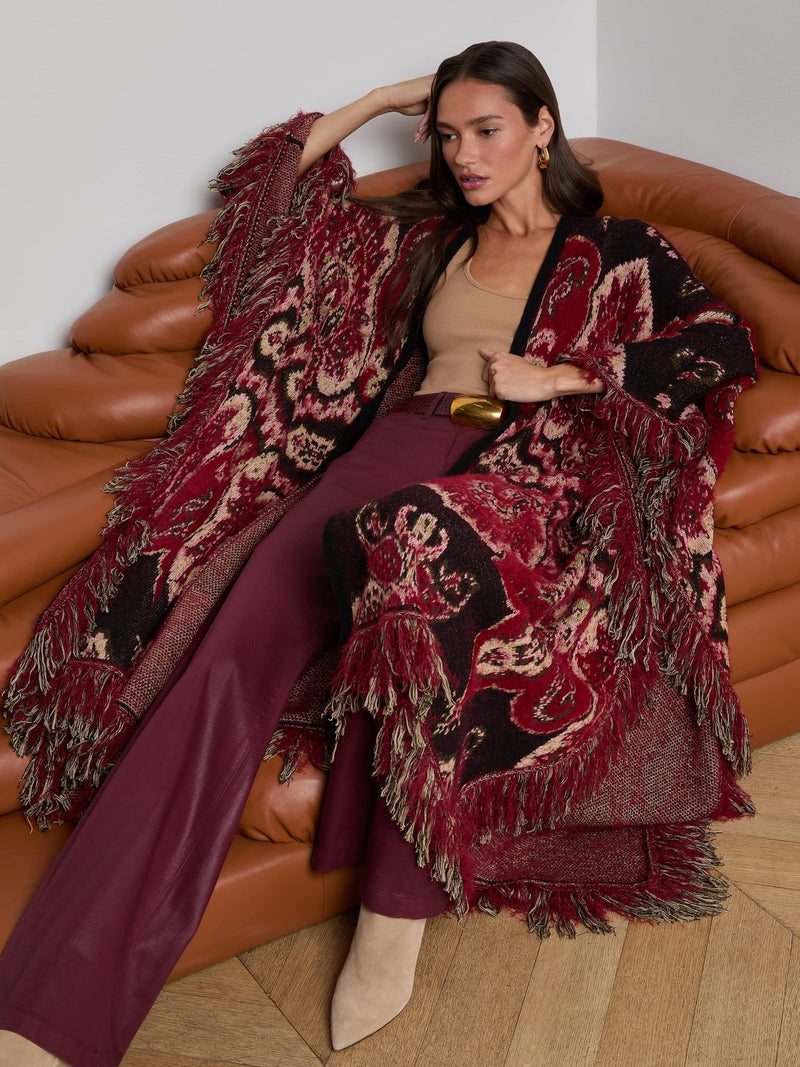 Naoko Poncho in Multi Stripe Paisley-L&