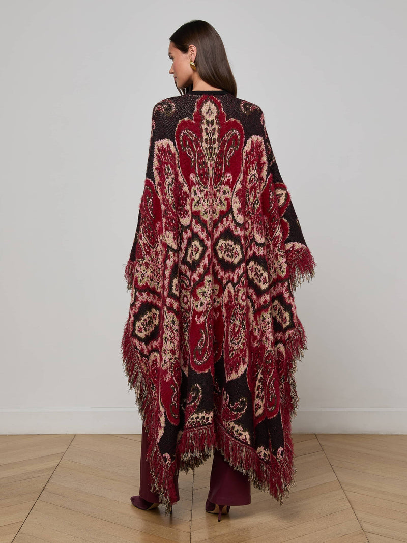Naoko Poncho in Multi Stripe Paisley-L&