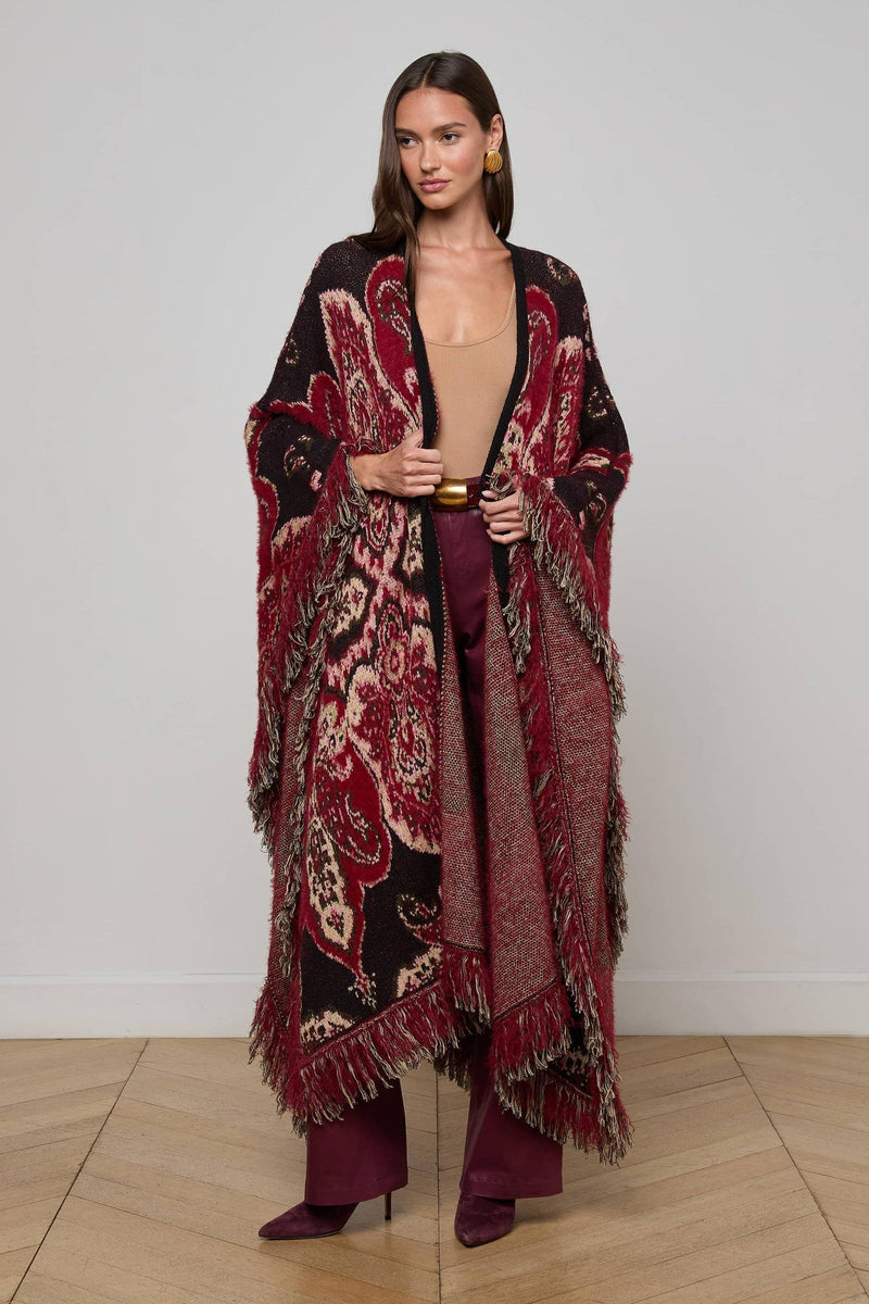 Naoko Poncho in Multi Stripe Paisley-L&