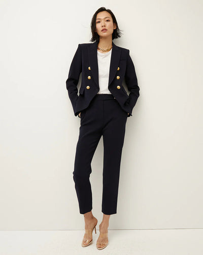 Navy Renzo Pant with Gold Buttons-Veronica Beard-Tocca Finita