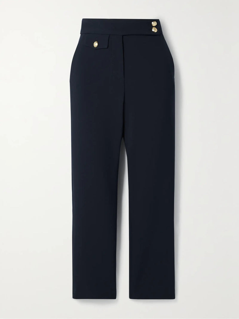 Navy Renzo Pant with Gold Buttons-Veronica Beard-Tocca Finita