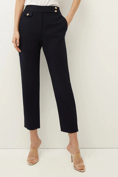 Navy Renzo Pant with Gold Buttons-Veronica Beard-Tocca Finita