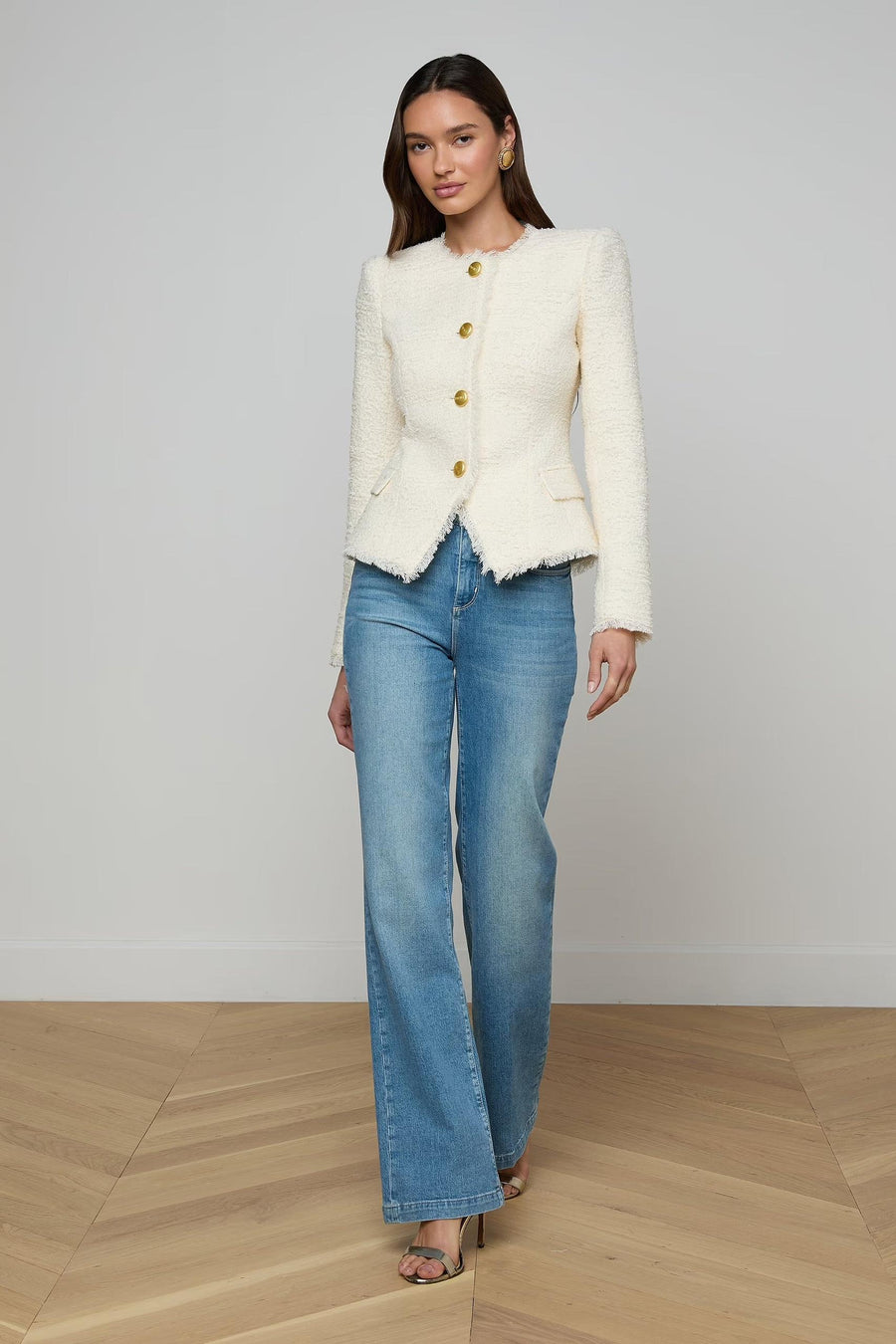 Nerina Tweed Blazer Ivory-L&
