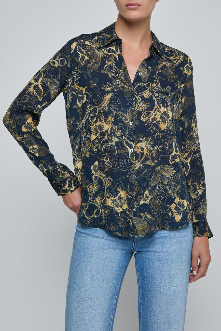 Nina Blouse Midnight Gold Zodiac-L&
