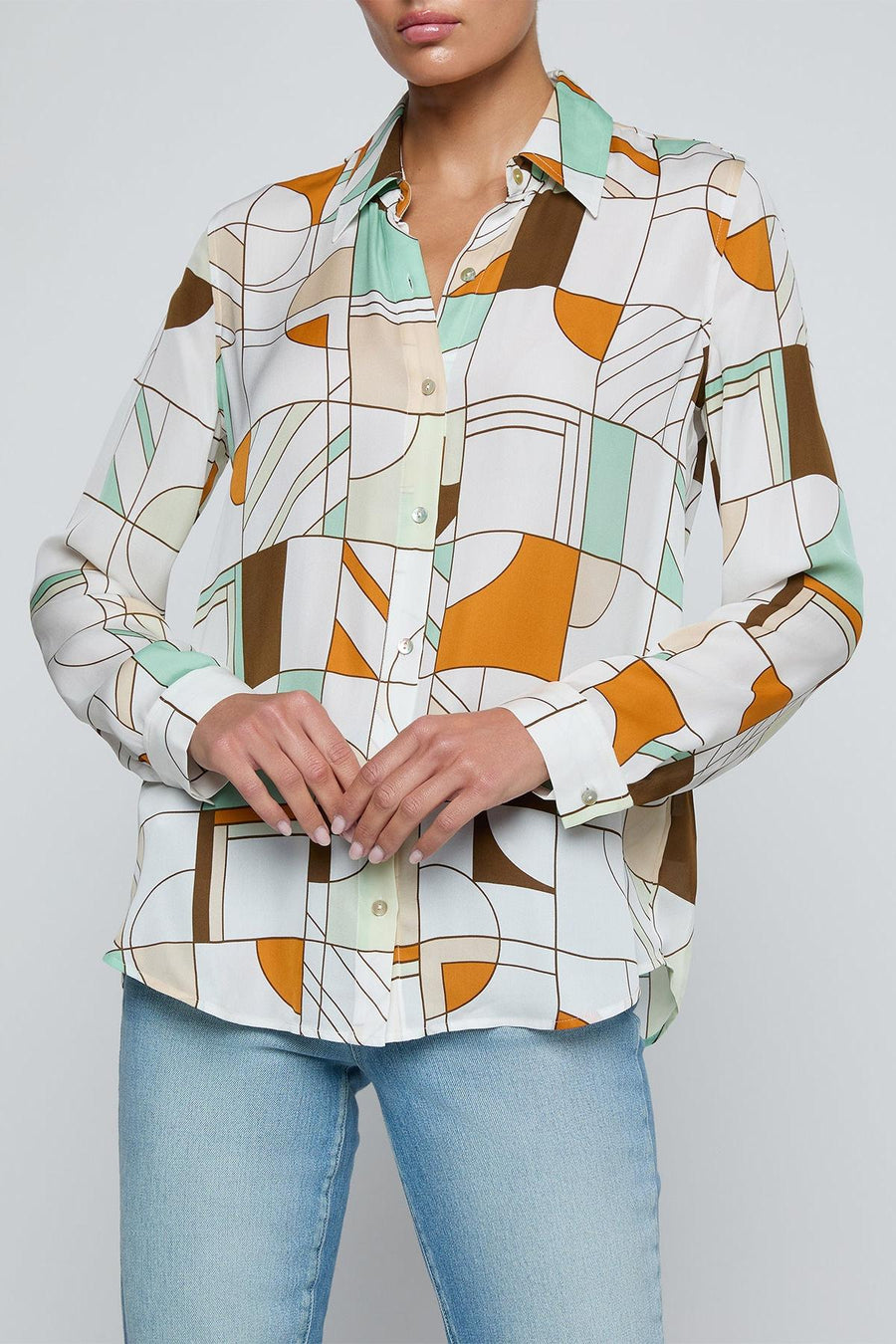 Nina Long Sleeve Blouse Multi Abstract Geo-L&