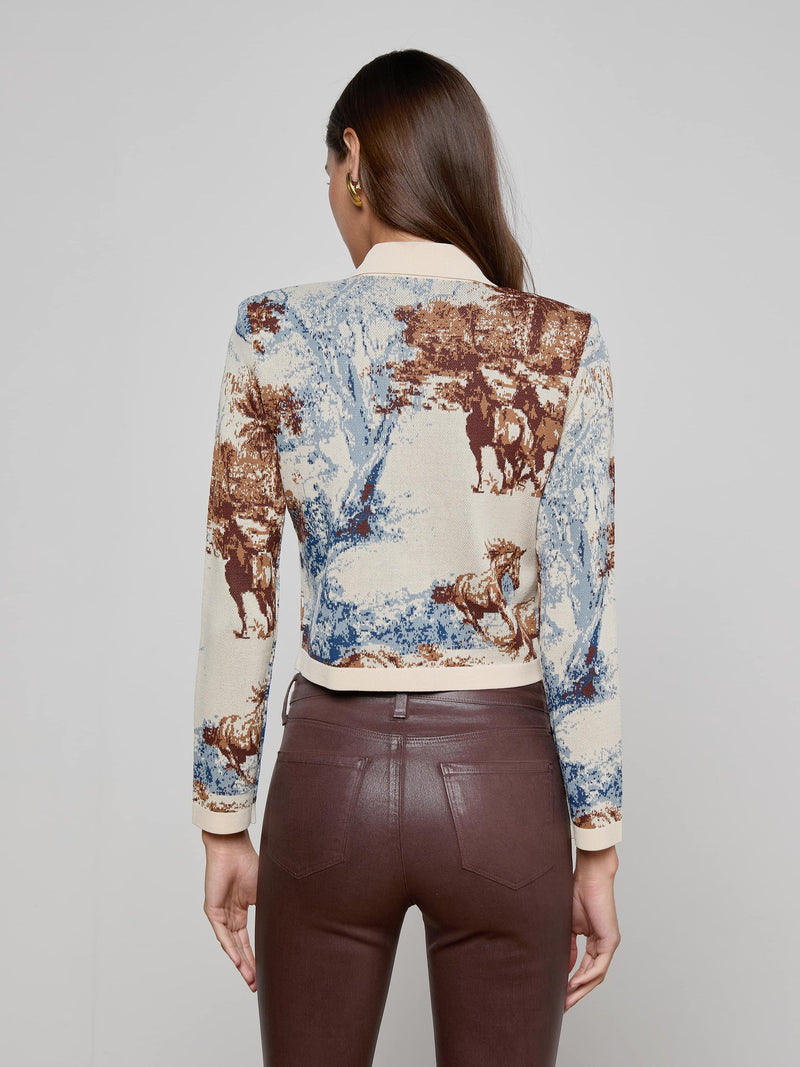 Osiris Jacquard Cardigan Tan Multi Western Toile-L&