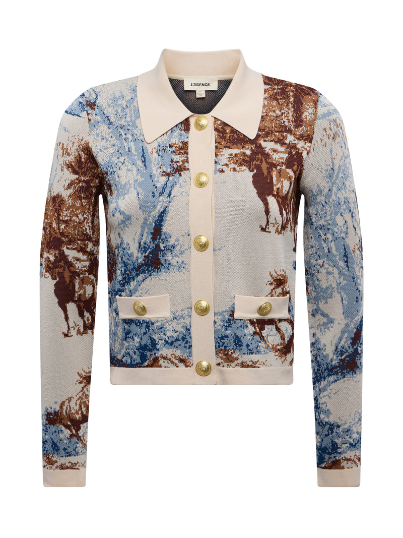Osiris Jacquard Cardigan Tan Multi Western Toile-L&