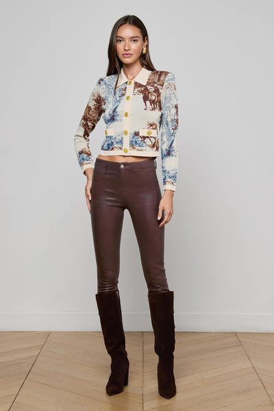 Osiris Jacquard Cardigan Tan Multi Western Toile-L'Agence-Tocca Finita