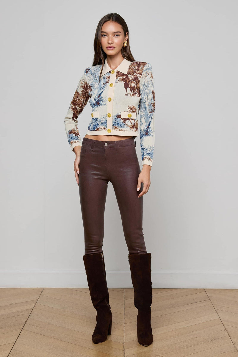 Osiris Jacquard Cardigan Tan Multi Western Toile-L&