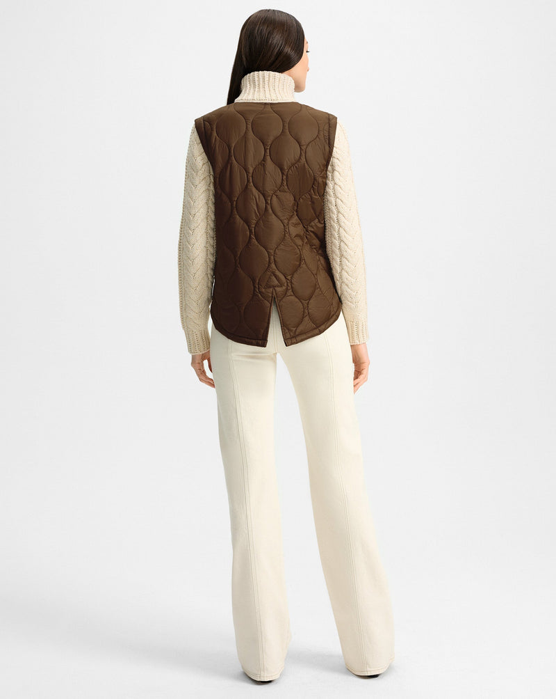 Patra Knit-Sleeve Quilted Jacket Mocha/Heathered Sand-Veronica Beard-Tocca Finita