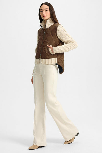 Patra Knit-Sleeve Quilted Jacket Mocha/Heathered Sand-Veronica Beard-Tocca Finita