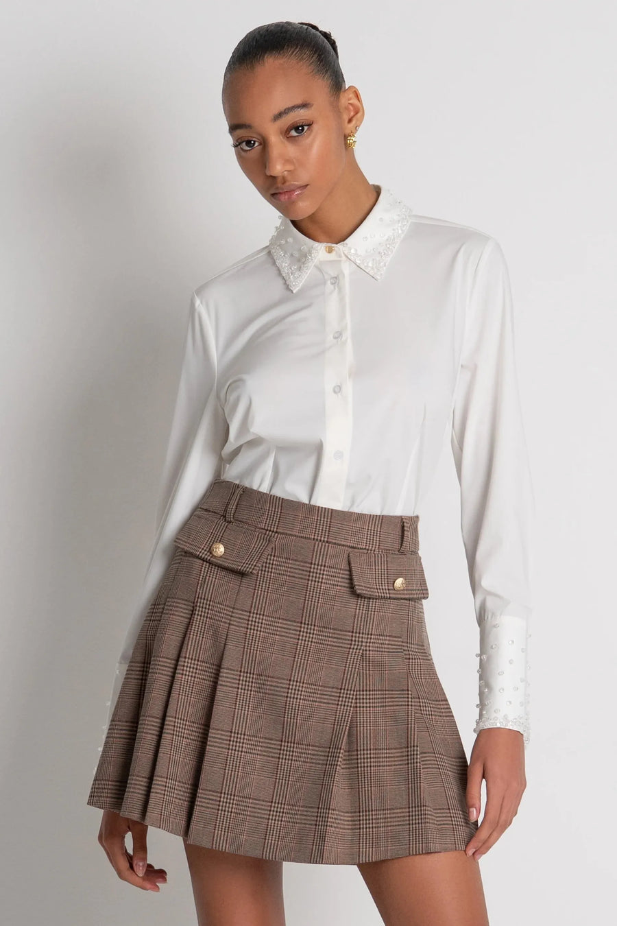 Pleated Skirt Flare Made In Prince Of Wales Fabric-Fracomina-Tocca Finita