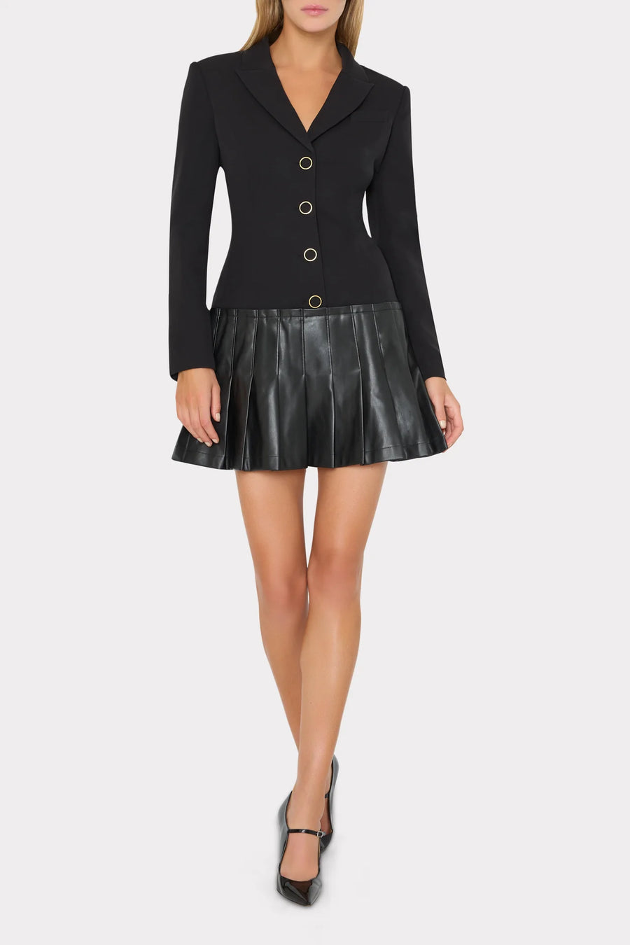 Porter Cady Pleated Blazer Dress Black-Milly-Tocca Finita
