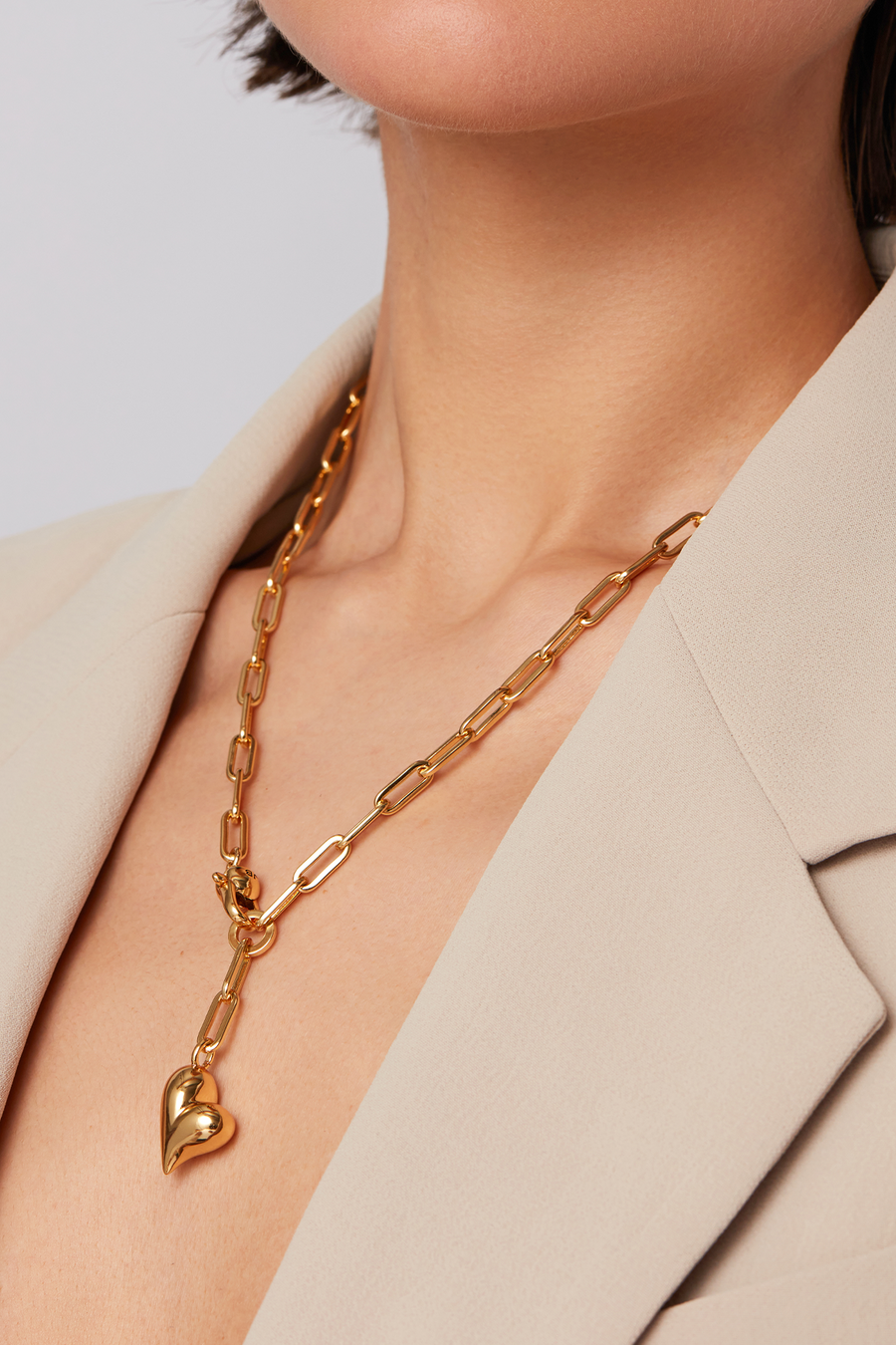 Puffy Heart Necklace Gold-Jenny Bird-Tocca Finita