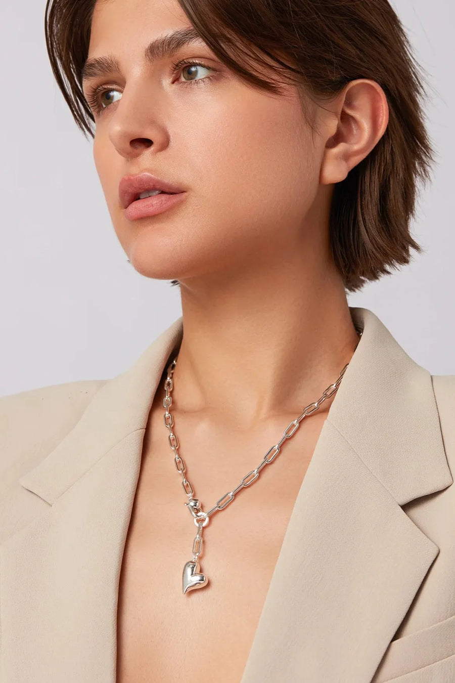 Puffy Heart Necklace Silver-Jenny Bird-Tocca Finita