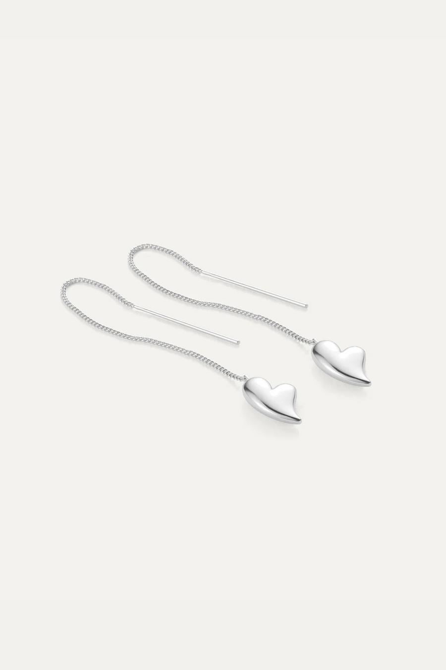 Puffy Heart Threader Earrings Silver-Jenny Bird-Tocca Finita