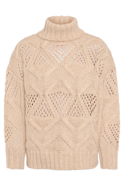 Pullover With Chunky Cable-Knit Pattern Beige-Marc Aurel-Tocca Finita