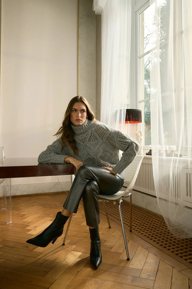 Pullover With Chunky Cable-Knit Pattern Grey Melange-Marc Aurel-Tocca Finita