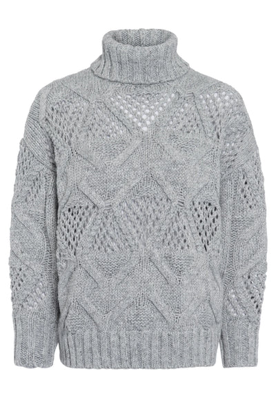 Pullover With Chunky Cable-Knit Pattern Grey Melange-Marc Aurel-Tocca Finita