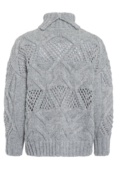 Pullover With Chunky Cable-Knit Pattern Grey Melange-Marc Aurel-Tocca Finita